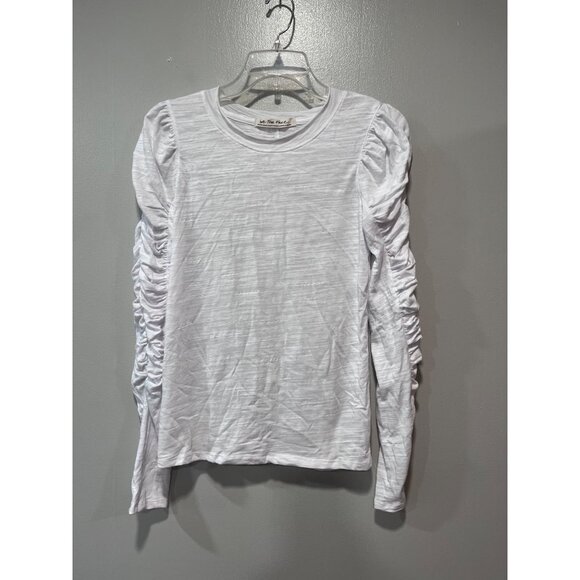 We The Free Women’s White Ruched Sleeve Long Sleeve Top XS - Picture 1 of 11
